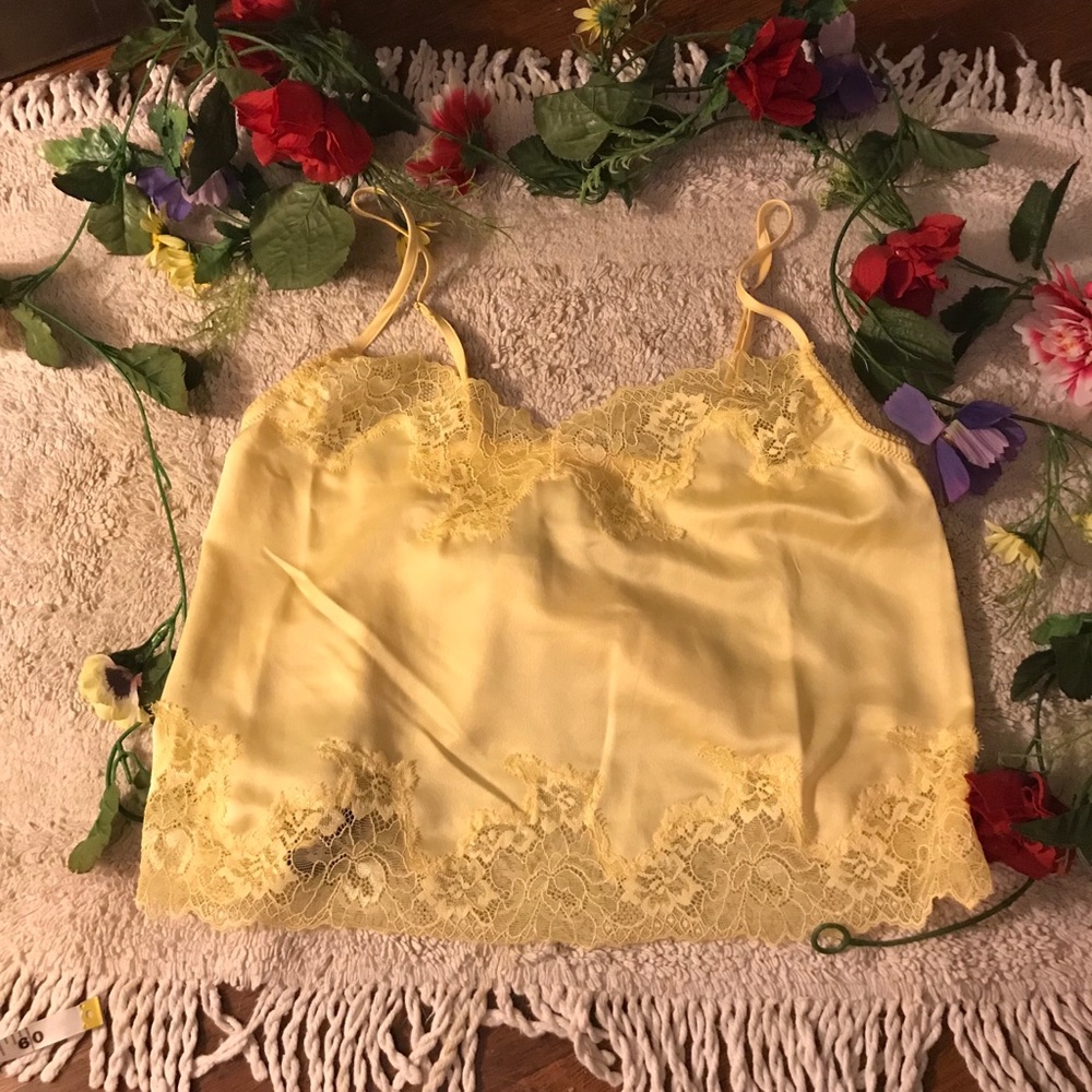 Yellow Silky Lace Cami